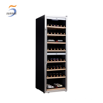 Armário de vidro de aço inoxidável refrigerador de vinho leve LED